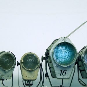 Spotlights against a white background